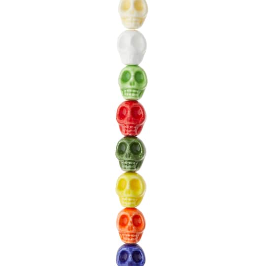 Colorful Ceramic Skull Beads, 11mm by Bead Landing&#x2122;